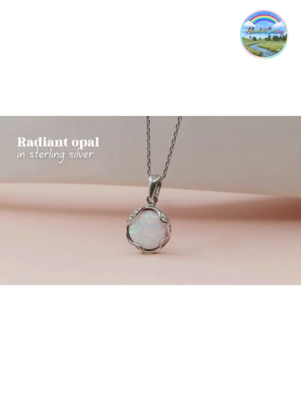 925 Sterling Silver White Opal Pendant Necklace, October Birthstone, 45cm Cable